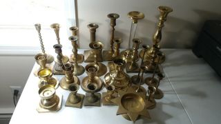 28 Vintage Brass Candle Holders Candlesticks Patina Wedding Lighting Decor Bc - 5