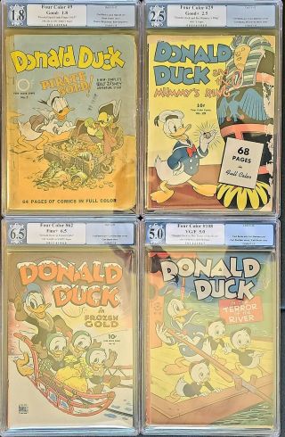 Four Color Carl Barks Donald Duck Complete Graded Run 9 29 62 178 Etc.  25 Books