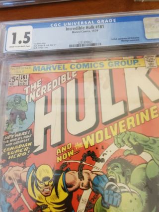 Incredible Hulk 181 - 1st App Wolverine 1974 CGC 1.  5 3