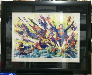 Superboy & Legion Of Superheroes Fine Art Lithograph 57/100 Signed Alex Ross