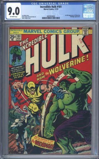 Incredible Hulk 181 Cgc 9.  0 1st App Of Wolverine 1974