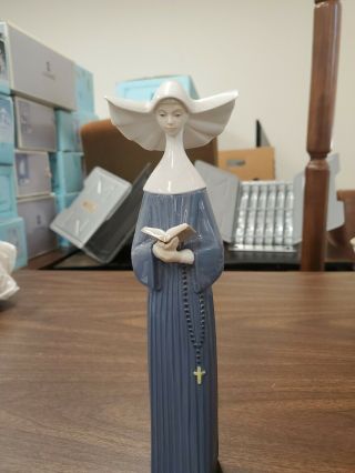 Lladro Prayerful Moment Blue 5500 - Opened Box Nun Figure