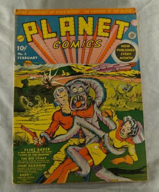 February 1940 Planet Comics No.  2 Comic Book - Love Romances Co.