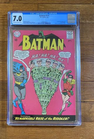 Batman 171 Cgc 7.  0 1st Silver Age Appearance Of The Riddler
