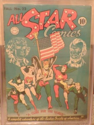 Golden Age DC All Star Comics 22 1944 Iconic Flag Cover CGC Graded 9.  0 2