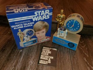 Vintage Near Star Wars Talking Alarm Clock W Box & Instructions