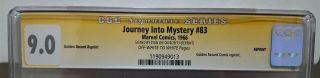 Journey into Mystery 83 GRR (1966) CGC 9.  0 SS - Signed Stan Lee AUTO 1st Thor 3