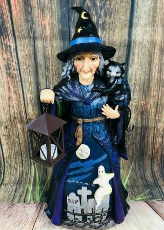 Jim Shore Witch With Cat Statue Halloween Large 19.  5 " 2018 6003366 W/ Box