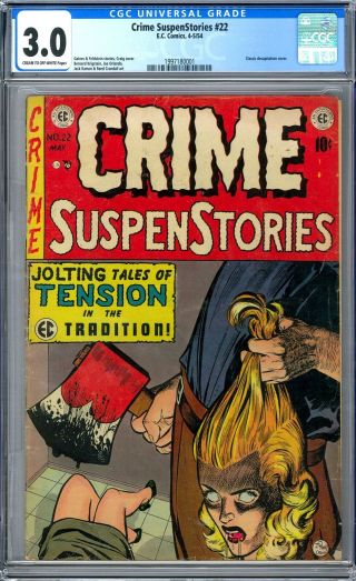 Crime Suspenstories 22 Cgc 3.  0 (c - Ow) Classic Decapitation Cover