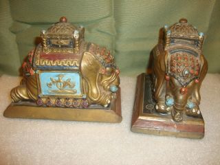 Antique Armor Bronze Company Art Deco Elephant Bookends