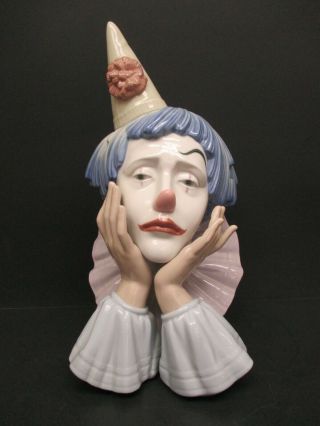 Lladro Clown Head Bust 5129 Large Sad Jester
