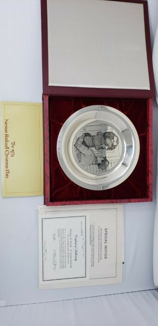 1974 Franklin Sterling Silver Hanging The Wreath Norman Rockwell Plate