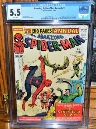 Spider - Man Annual 1 Cgc 5.  5 Wp Marvel Sinister Six 1st Appearance