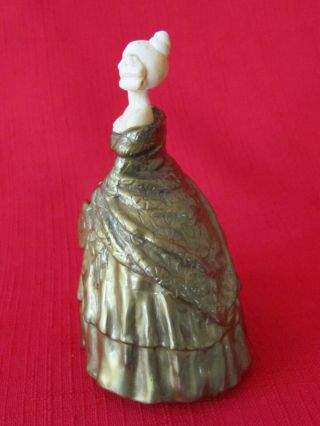 RARE Vintage Brass & Celluloid JB Hirsch Lady Bell Very detailed 3