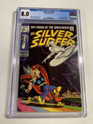 Silver Surfer 4 Cgc 8.  0 Ow/w Pages Marvel Silver Age