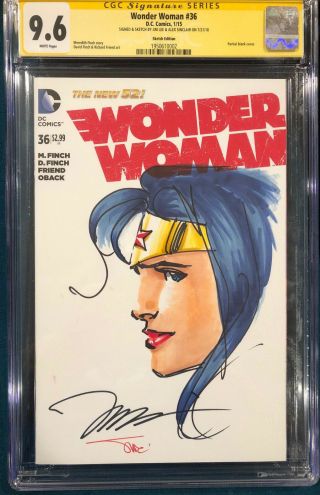 Jim Lee Signed Cgc 9.  6 Art Sketch Comic Book Wonder Woman 1984 Stan