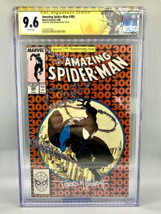 The Spider - Man 300 Cgc Ss 9.  6 Nm,  Signed Bytodd Mcfarlane