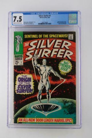 Silver Surfer 1 - Cgc 7.  5 Vf - Marvel 1968 - Origins Of Silver Surfer & Watcher