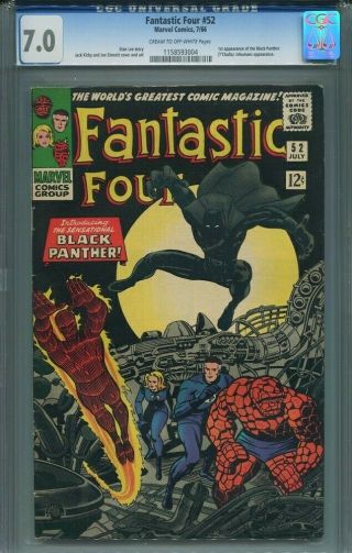 Cgc 7.  0 Fantastic Four 52 First Appearance Of Black Panther