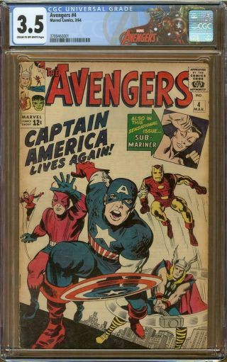 Avengers 4 Cgc 3.  5 1st Silver Age Captain America