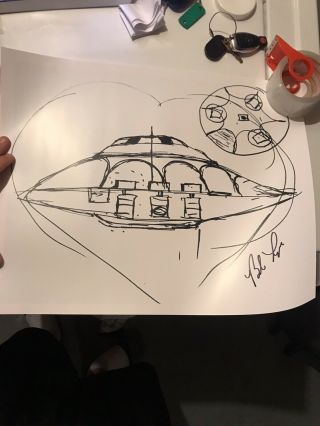 Bob Lazar Sport Model Ufo Sketch Signed 16x20 Poster Area 51