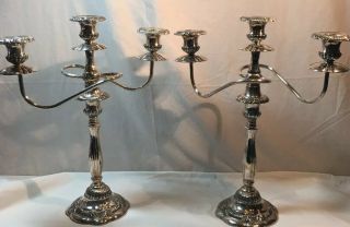 Vtg Pair Silver Plated Candelabra Neiman Marcus 17 " Tall Italy