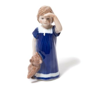 Porcelain Figurine Girl With Teddy Bear.  Denmark,  Royal Copenhagen 676