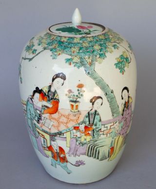 Large Antique Chinese Hand Painted Porcelain Ginger Jar Figures Poems