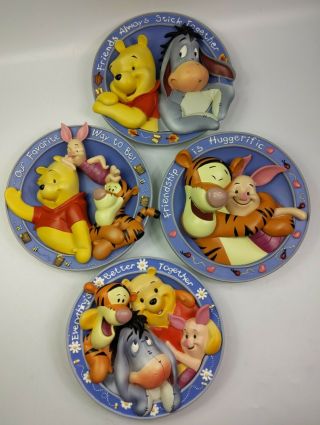 Winnie The Pooh And Friends 3 - D 6 1/2 " Plates Bradford Exchange Set Of 4