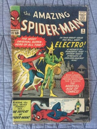 Rare 1964 Silver Age Spider - Man 9 Key 1st Electro Complete