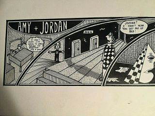 Mark Beyer art Amy & Jordan strip Great Semi - circle designs 1993 signed 2