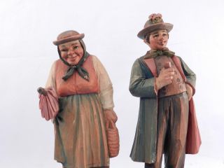 Rare Vintage Set of 2 ANRI Wood Carvings Sculpture Katharina Kaslatter Villagers 2