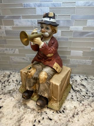 Melody In Motion Music Box Clown Hobo Willie Trumpet Play By Waco