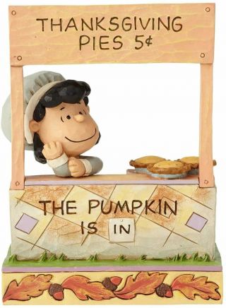Jim Shore Peanuts Lucy Thanksgiving Pie Stand Pumpkin Is In 6000979 Retired