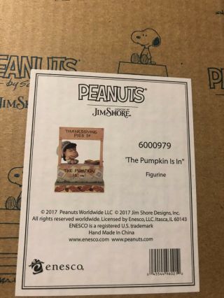 Jim Shore Peanuts Lucy Thanksgiving Pie Stand Pumpkin Is In 6000979 Retired 2