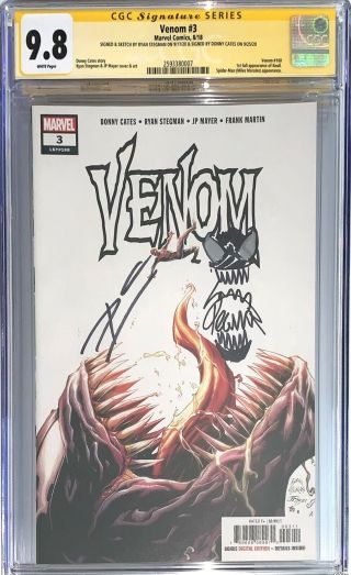 Venom 3 (1st Appearance Of Knull) Cgc Ss 9.  8 Signed By Cates & Remark By Stegman