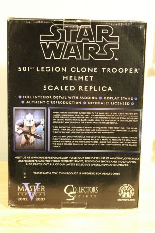 Star Wars Master Replicas 501st Legion Clone Trooper Helmet Blue.  45 scale 3