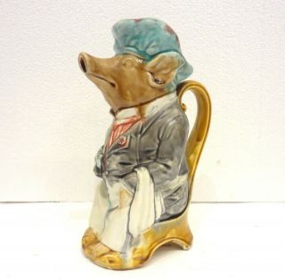 Antique 1880 French Onnaing Majolica Pig Pitcher Head Waiter Ceramic