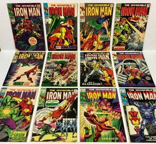 Iron Man 1,  2,  3,  4,  5,  6,  7,  8,  9,  10,  11,  12 Keys (12 Comics,  Straight Run) Marvel