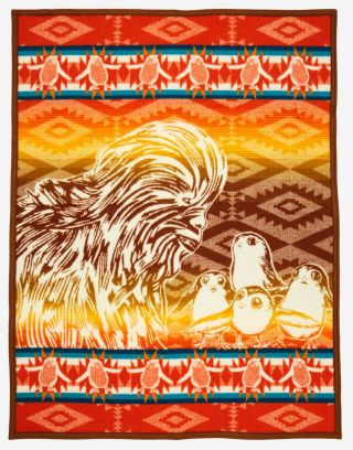 Pendleton - Star Wars Chewbacca Porg Throw/blanket Wool 44 " X 32 " W/ Box