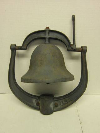 Antique Pole Mount 8 1/2 " Cast Iron Farm Bell Dinner Bell School Bell,  13 Lbs