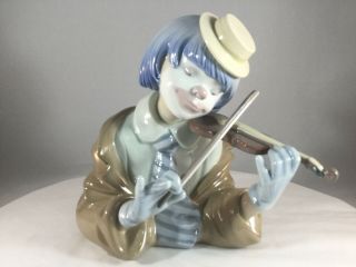 Lladro Figurine The Blues 5600 Clown Bust Playing Violin Gloves Hat Big Tie