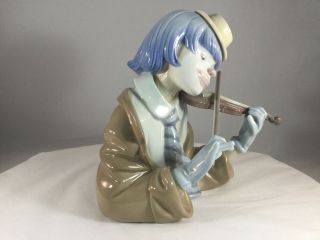 Lladro Figurine The Blues 5600 Clown Bust Playing Violin Gloves Hat Big Tie 2
