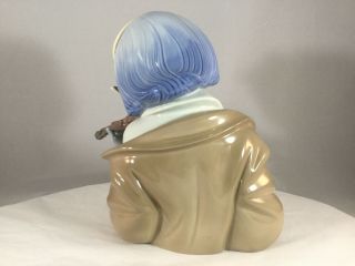 Lladro Figurine The Blues 5600 Clown Bust Playing Violin Gloves Hat Big Tie 3