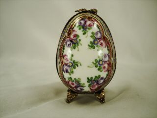 Floral Egg With Perfume Bottle Limoges Box Peint Main France Hand Painted