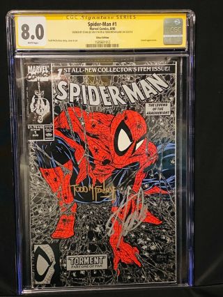 1990 Spider - Man 1 Silver Edition Cgc 8.  0 Ss Stan Lee & Todd Mcfarlane Signed