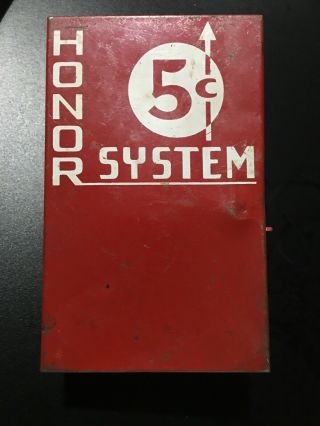 Vintage Metal Honor System Money Box 5 Cents