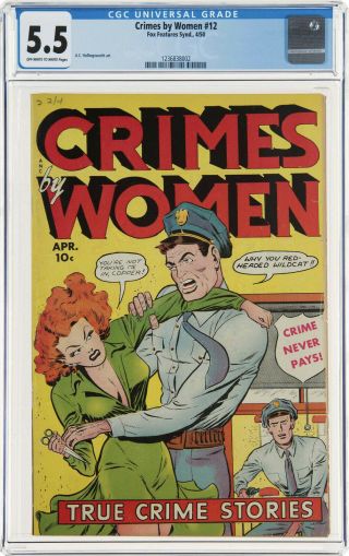 Crimes By Women 12 Cgc Fn 5.  5 - Very Scarce Fox Publ.  1950