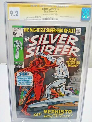 Silver Surfer 16 Cgc 9.  2 Ss Signed By Stan The Man Lee