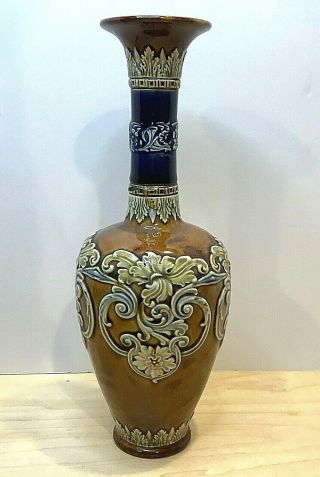 Stunning Antique 1897 Doulton Lambeth Stoneware Vase - Ethel Hawkins - England